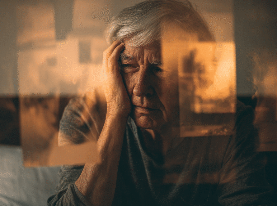 An_elderly_person_sitting_alone_in_a_softly_way